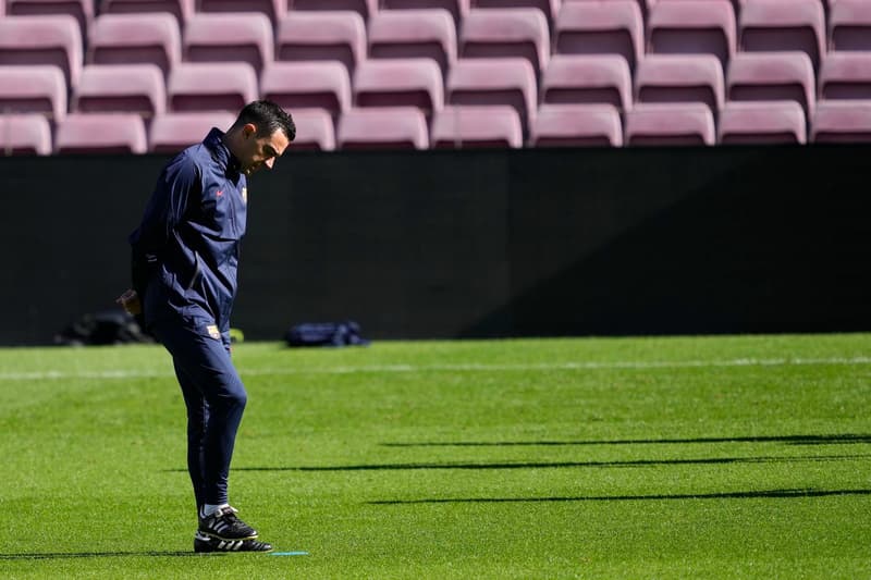 Xavi a l'entrenament del Barça