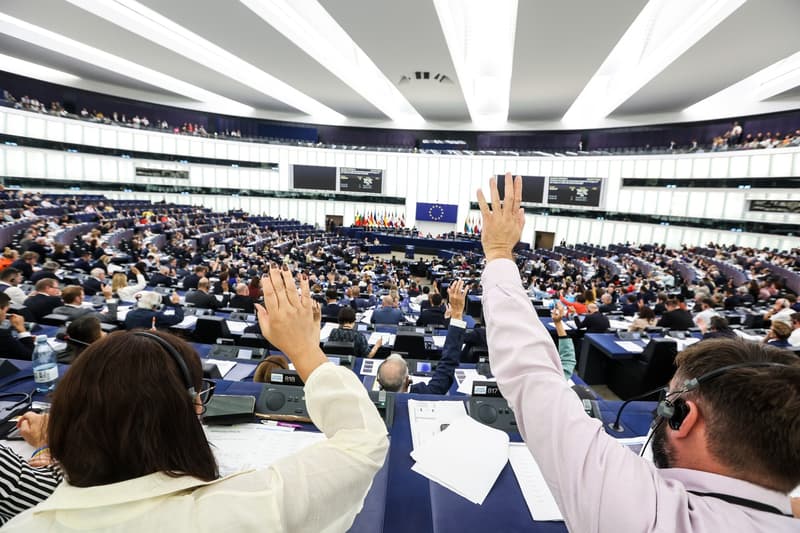 Votación del pleno del Parlamento Europeo en Estrasburgo