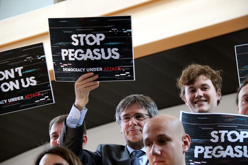 Carles Puigdemont, en una protesta contra Pegasus