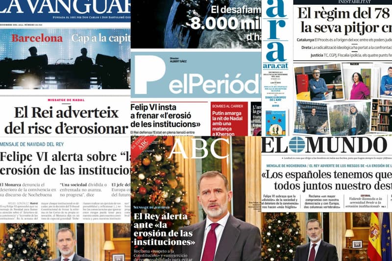 Los diarios recogen el discurso de Navidad de Felipe VI