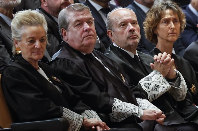 María Luisa Segoviano, César Tolosa, Juan Carlos Campo i Laura Díez durant la seva presa de possessió com a nous magistrats del Tribunal Constitucional