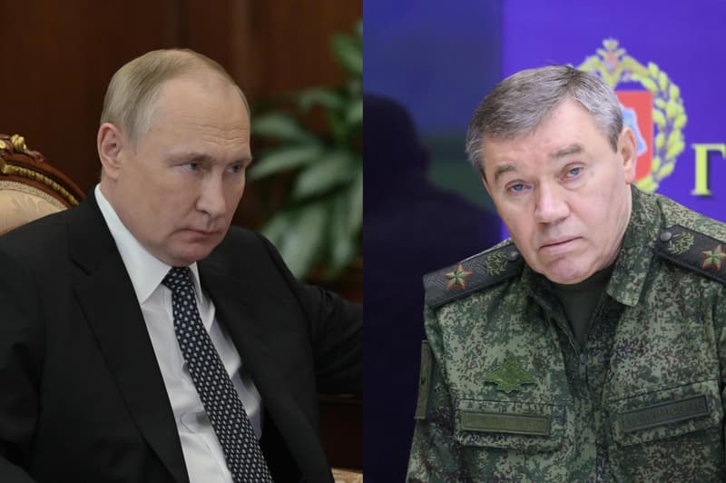 El ministro de defensa ruso Serguei Shoigú y la jefe del Estado Mayor General ruso Valeri Gerásimov