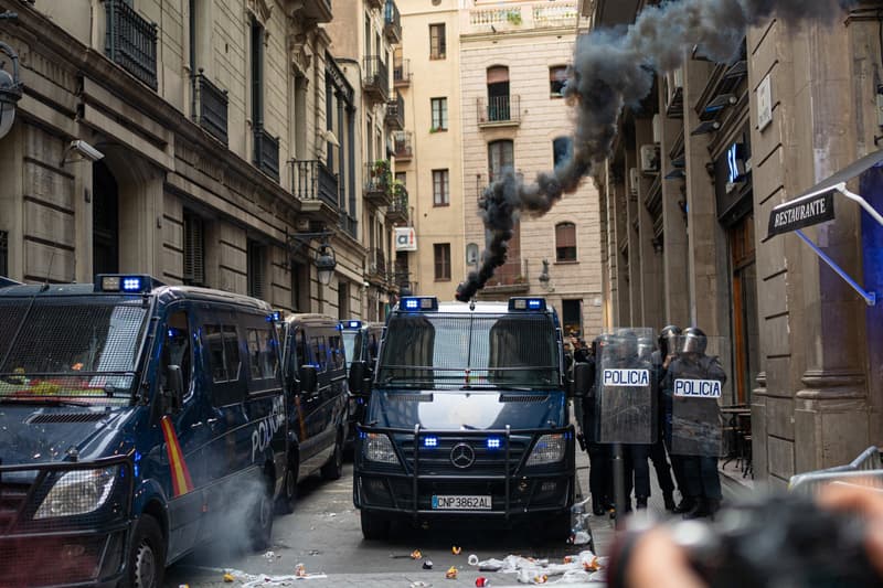 Antidisturbios de la Policía Nacional, en Barcelona