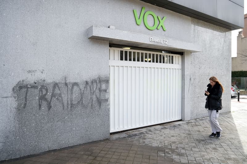 Pintadas en la sede de Vox en Madrid