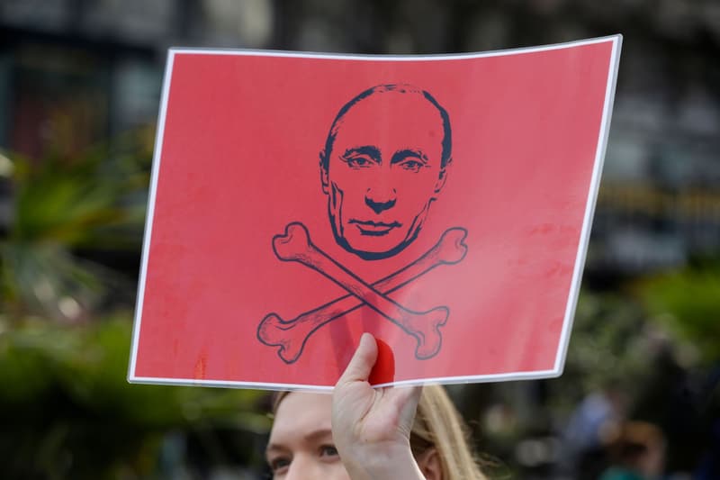 Cartell en una manifestació contra el president rus, Vladímir Putin