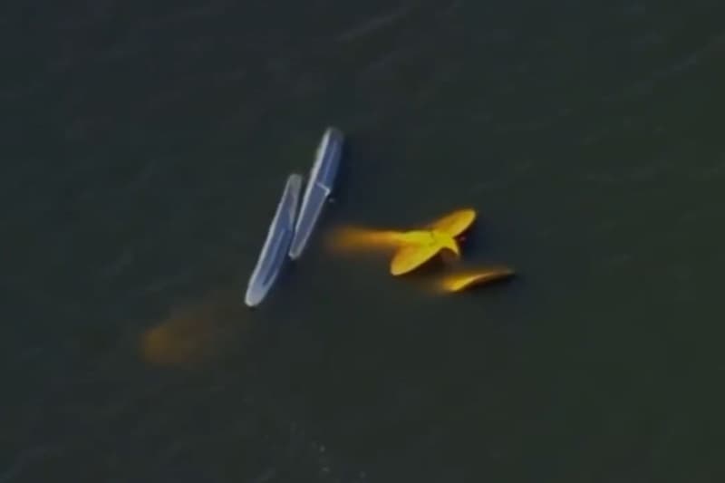 Una de les avionetes estavellades, a l'aigua del llac Hartridge de Florida, EUA