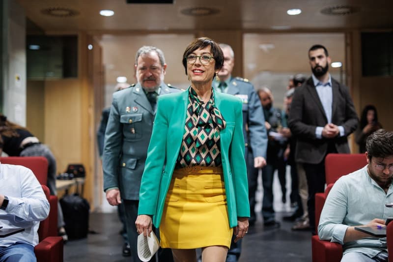 La directora general de la Guardia Civil, María Gámez, a su llegada a una rueda de prensa para presentar su dimisión