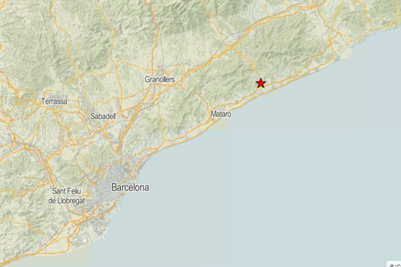 Epicentro del terremoto, en Arenys de Mar | ICGC