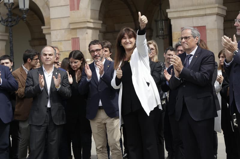 La presidenta suspesa del Parlament de Catalunya, Laura Borràs, durant la seva intervenció