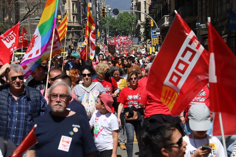 Manifestació pel Dia del Treballador a Barcelona l'1 de maig del 2022