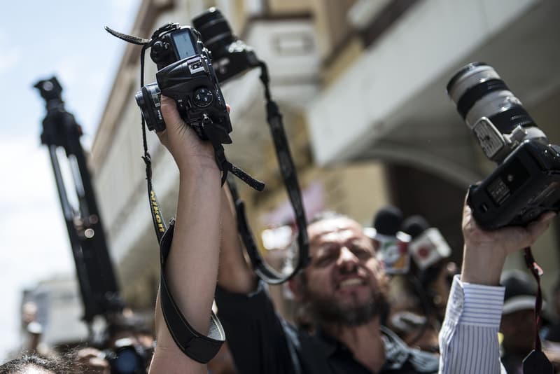 Periodistes en una manifestació per la llibertat d'expressió