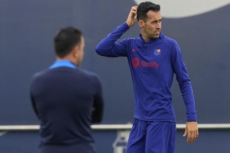 Xavi al entrenamiento del Barça