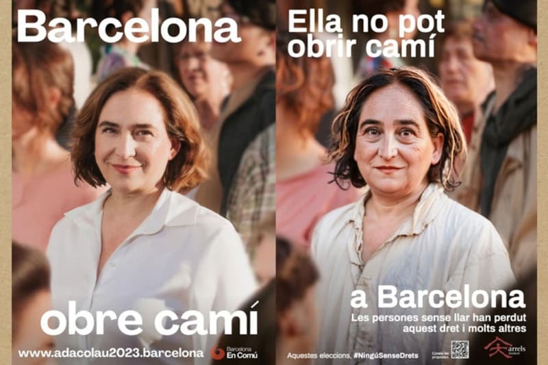 El cartel original y el de la Fundació Arrels d'Ada Colau (Barcelona En Comú) | Fundació Arrels