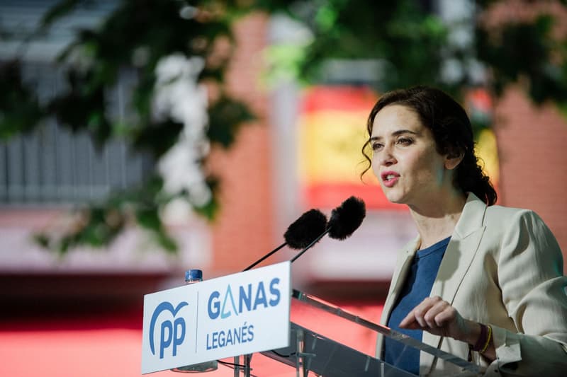 Isabel Díaz Ayuso, en un acto de campaña del Partido Popular en Leganés (Madrid)