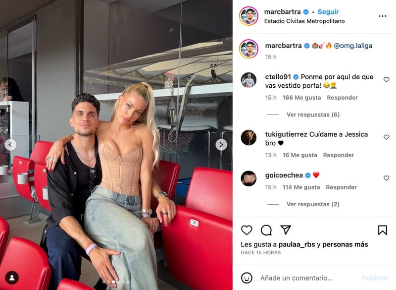 Marc Bartra y Jessica Goicoechea, juntos este fin de semana | Instagram