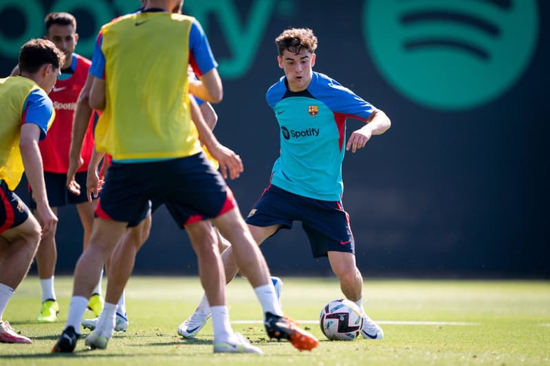 El jugador del Barça, Gavi, en un entrenamiento