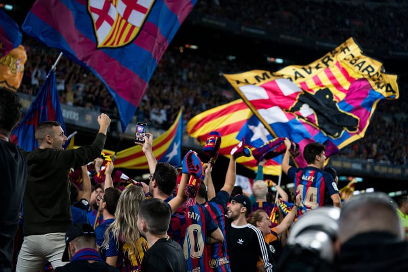 Aficionados azulgranas al Camp Nou