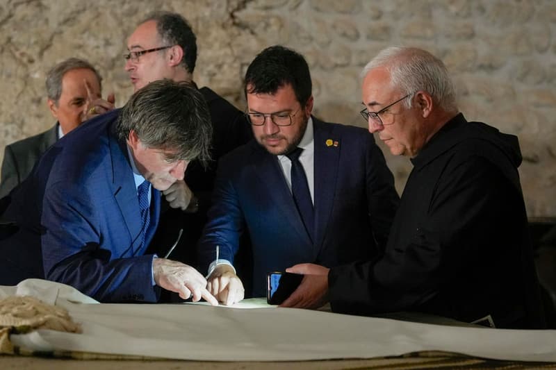 Carles Puigdemont y Pere Aragonès en Codalet, Catalunya Norte, al homenaje a Pau Casals