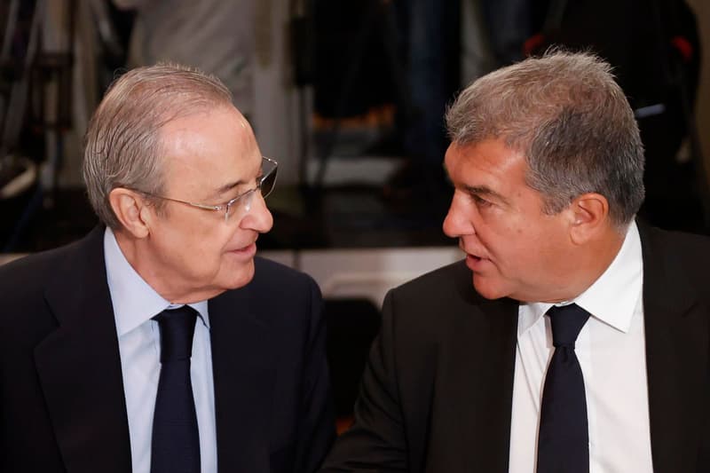 Florentino Pérez, presidente del Madrid, con Joan Laporta, del Barça