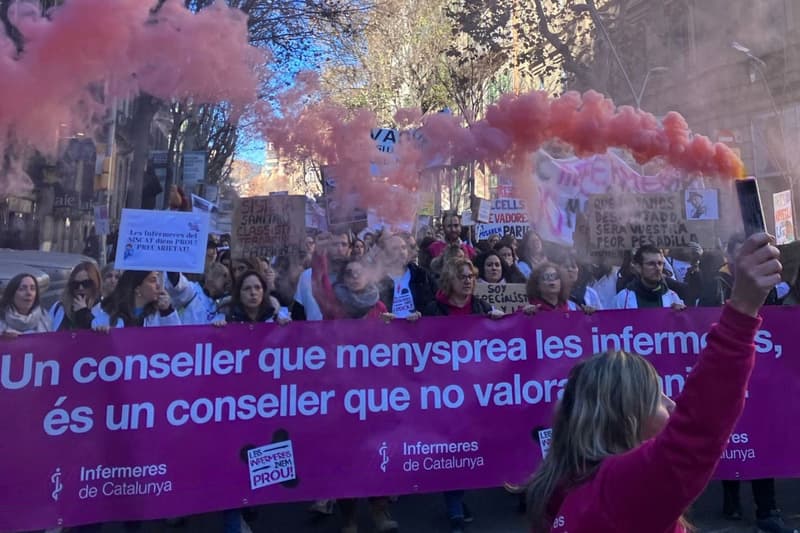 Manifestación de las enfermeras en Barcelona