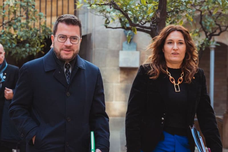 Pere Aragonès y Laura Vilagrà en el Palau de la Generalitat