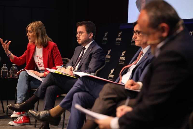 Fernández, Illa, Aragonès y Albiach, en el debate electoral de PIMEC