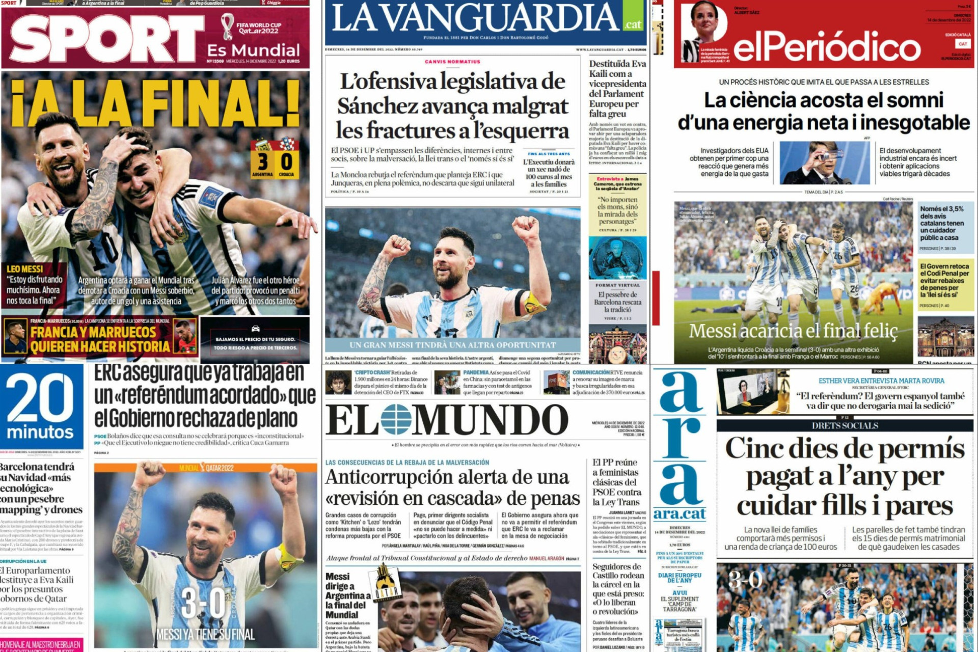 Messi, a un paso de la gloria, protagonista en la prensa 